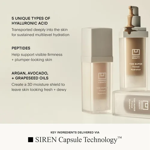 Vista 5 de U Beauty El Súper Hidratador con Tinte Ácido Hialurónico Crema Hidratante - Hidratador de Piel de Mega-Dosis para una Piel Más Suave, Lisa