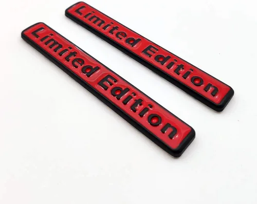 Vista 6 de 2 calcomanías de metal 3D de edición limitada con logotipo de alta calidad para guardabarros laterales de automóvil, calcomanías para maletero rojo