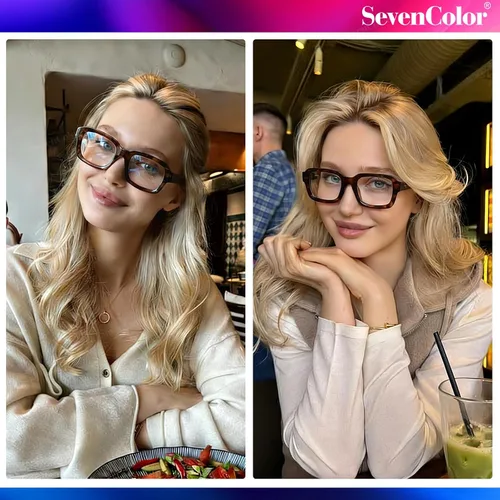 Vista 2 de Lentes cuadrados retro para mujeres y hombres, anteojos gruesos rectangulares de luz azul, anteojos gruesos estilo de los años 90
