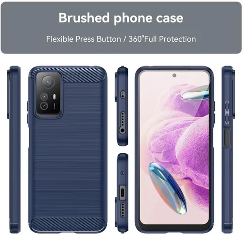 Vista 8 de Funda para Xiaomi Redmi Note 12S con 2 protectores de pantalla HD, antideslizante mejorada, absorción de impactos, fibra de carbono TPU flexible