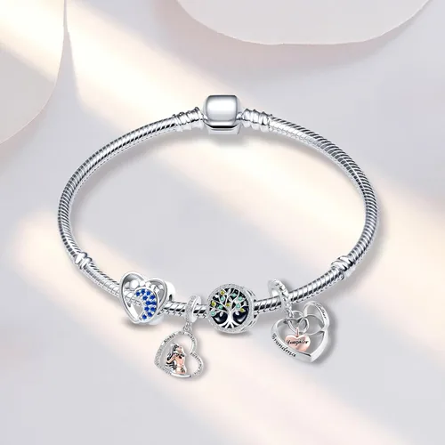 Vista 2 de Always My Sister Forever My Friend - Dije de corazón con circonita cúbica para pulsera Pandroa