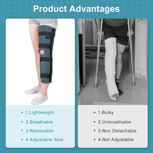 Vista 4 de Férula Inmovilizador de Rodilla Ortopédico para Dolor, Fracturas de Rodilla, Inestabilidad, LCA, LCM, Desgarro de Menisco, Artritis, Desplazamiento