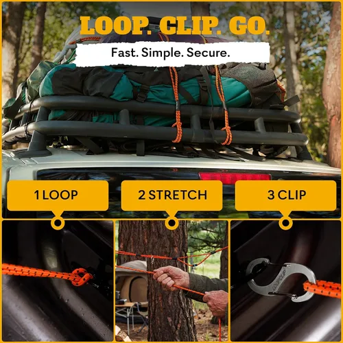 Vista 6 de LoopRope Sistema de amarre de cuerda elástica Correa de carga ajustable Sin nudos Camión, RV, ATV, camping, accesorio al aire libre