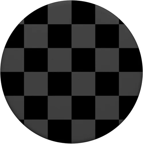 Vista 3 de Estampado a cuadros de diseño negro y gris para mujeres y hombres, PopSockets PopGrip intercambiable