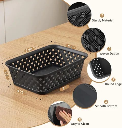 Vista 2 de MaxGear Organización y Almacenamiento 3 Paquetes, Contenedores Organizadores de Plástico, Cestas Tejidas para Almacenamiento, Cestas de Plástico