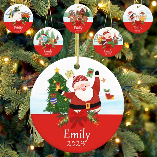 Vista 18 de Adorno personalizado para la primera Navidad del bebé, adornos de Navidad con foto personalizada 2023 con imagen y nombre, regalos personalizados