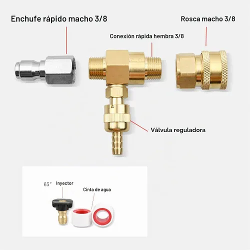 Vista 4 de Kit de inyector químico Inyector ajustable aguas abajo con tubo de 9.8 pies para lavadora a presión Accesorios 5000PSI