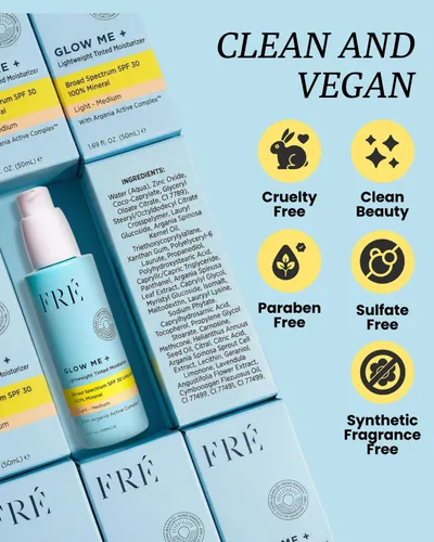 Vista 9 de FRÉ Hidratante tintado ligero Protector solar mineral tintado, SPF con tinte y crema hidratante tintada con protector solar Ligero, 1.69 onzas