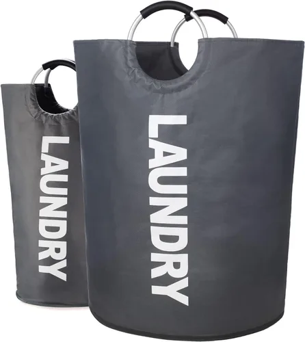 Vista 8 de Twira Cesta de lavandería grande de 90 litros, cesta de lavandería que se mantiene bien, bolsa de lavandería con asas acolchadas, contenedor de ropa