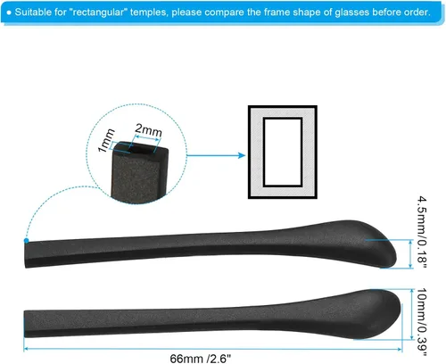 Vista 2 de PATIKIL Puntas de extremo de gafas, gafas antideslizantes para orejas de calcetín de oído, manga de tubo de silicona para patas cuadradas de metal