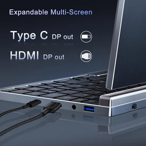 Vista 8 de Mini portátil de 8 pulgadas 2 en 1, computadora portátil Win 11, Intel N150 (hasta 3.6 GHz), 12 GB de RAM 1 TB SSD, pantalla táctil HD, teclado