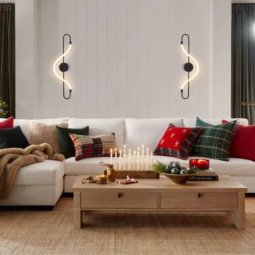 Vista 5 de KCO Lighting Modern - Juego de dos apliques de pared lineales minimalistas, paquete de 2 apliques de pared largos negros, apliques de pared LED