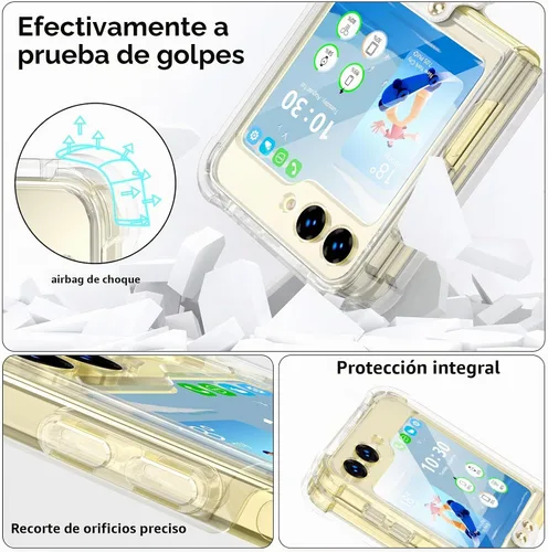 Vista 3 de Funda transparente para Samsung Galaxy Z Flip 6 con anillo, anticaídas a prueba de golpes para Z Flip 6 5G 2024