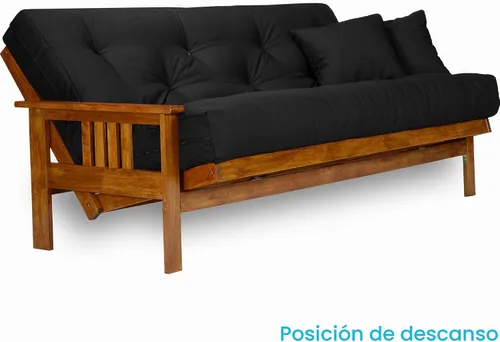 Vista 4 de Stanford juego de futón - Talla Full o Queen, colchón de 8 pulgadas, Madera Noble Cubierta negra de sarga
