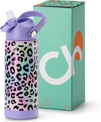 Vista 37 de Botella de Agua Choco Mocha para Niños para la Escuela, Botella de Agua Aislada para Niños de Acero Inoxidable para Niños, 14 Oz Camión Monstruo