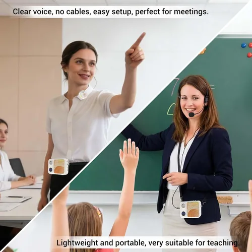 Vista 2 de Haomuren Voice Amplifier with Wireless Lavalier Lapel Microphone for Teaching,Public Speaking,Portable Mini Mic& Speaker for
