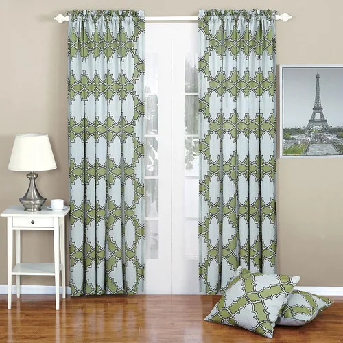 Vista 9 de Home Soft Things Dobson - Juego de cortinas y fundas de almohada estampadas, color azul de 70 x 84 pulgadas, juego de 2 paneles más dos fundas