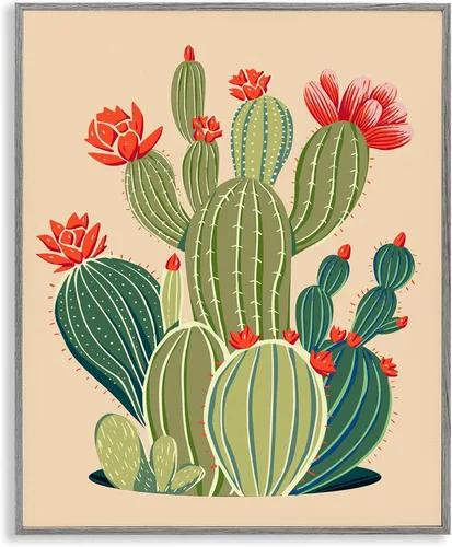 Vista 10 de Stupell Industries Arte giclée enmarcado con vegetación de cactus caprichoso, diseño de Ziwei Li Enmarcado en blanco