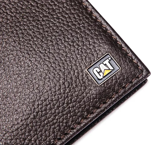 Vista 6 de Caterpillar Billetera plegable de cuero para hombre con ventana de identificación