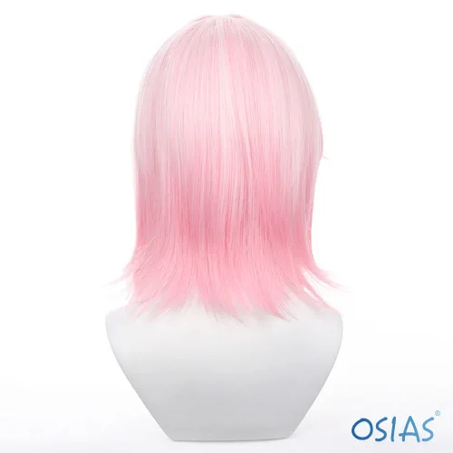 Vista 4 de OSIAS Peluca larga recta rosa para cosplay del 7 de marzo de Honkai Star Rail sintético resistente al calor
