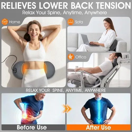 Vista 7 de Almohada de apoyo lumbar eléctrica 3 en 1, masajeador de espalda