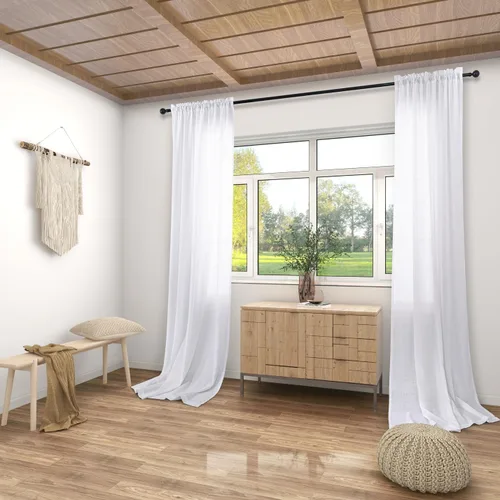 Vista 64 de KOUFALL Juego de 2 cortinas de puerta francesa, cortinas de lino para puerta/ventana, cortina transparente boho para cristal lateral delantero
