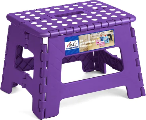 Vista 38 de ACKO Taburete plegable de 13 pulgadas, soporta 300 libras para adultos y Bicolor Verde