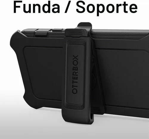 Vista 6 de OtterBox Funda para iPhone 14 y iPhone 13 Defender Series - Negro, resistente y duradera, con protección de puerto, incluye soporte de clip