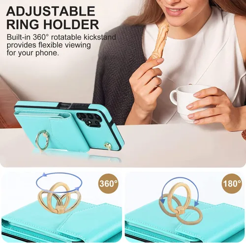 Vista 5 de Asuwish Funda de teléfono para Samsung Galaxy A32 5G 2021 de 6.5 pulgadas con protector de pantalla de vidrio templado y anillo de bloqueo RFID