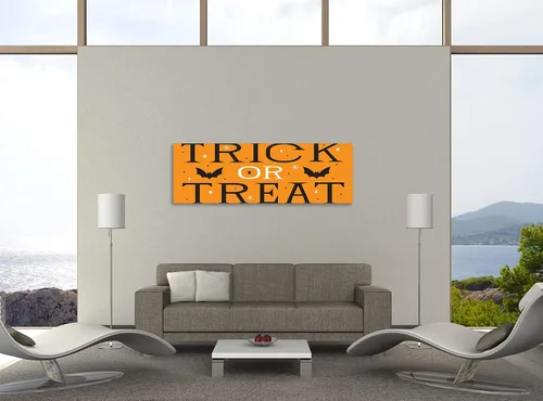 Vista 3 de Jaxson Rea Michael Mullan, lienzo envuelto en galería "Halloween Fun", 36 x 12 pulgadas
