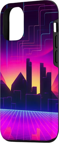 Vista 2 de Funda para iPhone 15 Retrowave 80s City Vaporwave Synthwave