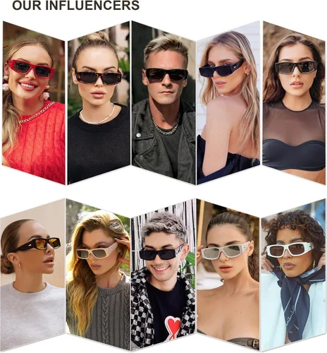 Vista 3 de SOJOS Gafas de sol polarizadas rectangulares Y2K de moda para mujeres y hombres, gafas de sol rave de diseñador de moda SJ2228