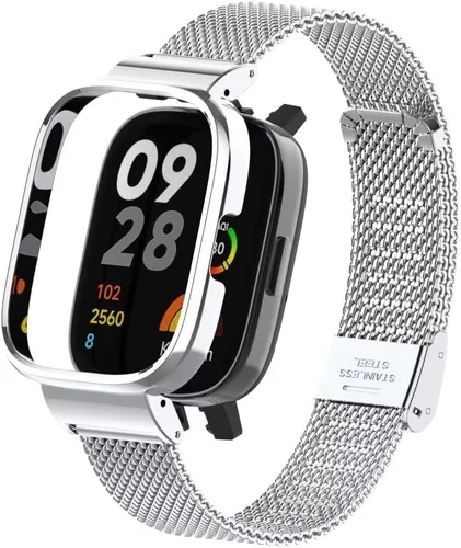Vista 6 de Compatible con Redmi Watch 3 bandas, correa de repuesto de metal de acero inoxidable para Xiaomi Redmi Watch 3 Smart Watch Negro