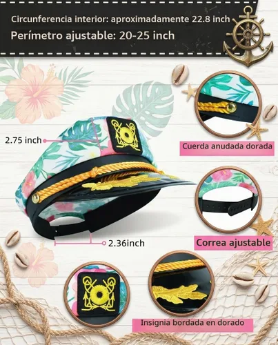 Vista 2 de dodowin Sombrero de capitán marinero para hombres y mujeres adultos