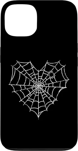 Vista 7 de iPhone 16 Halloween Spider Web Disfraz lindo corazón araña funda