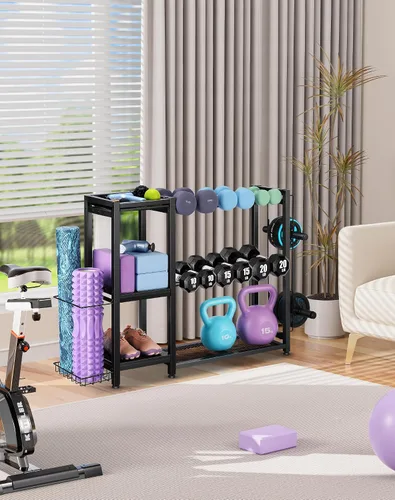 Vista 2 de FHXZH Soporte para mancuernas, soporte de pesas ajustable para gimnasio en casa, soporte de peso resistente para mancuernas y pesas rusas