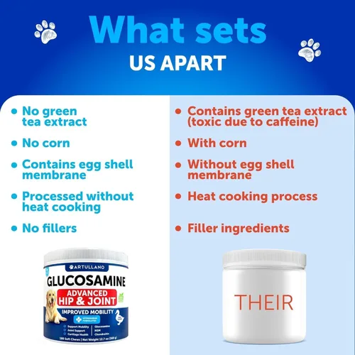 Vista 4 de Glucosamina para perros - Suplemento de cadera y articulaciones para perros con artritis - Masticables con condroitina, aceite de cáñamo, MSM