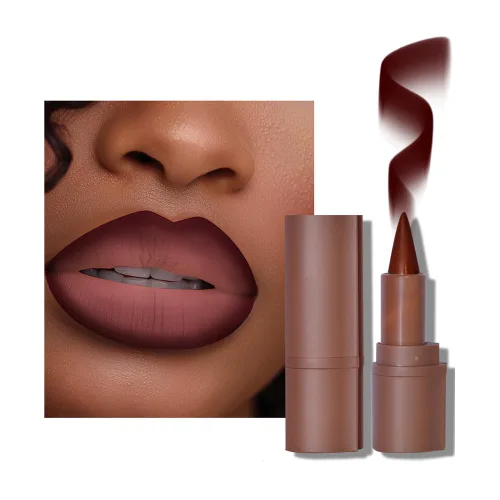 Vista 39 de BAISEN DIARY 2 en 1 doble punta mate delineador de labios y brillo de labios, lápiz combinado de labios marrón nude degradado, delineador de labios