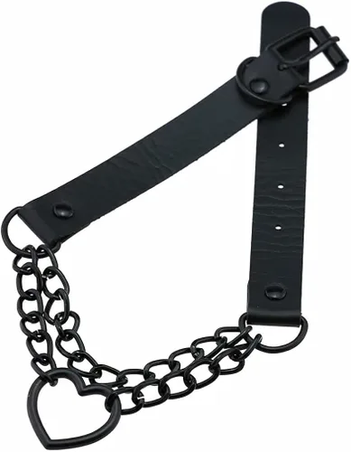 Vista 7 de Gargantilla negra de moda collar de cadena negra de 2 capas para mujeres y niñas rosa Cuero no conocido