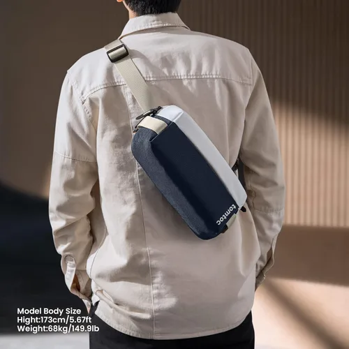 Vista 2 de H02 EDC Sling Bag, Azul Patchwork, 8-inch4.5L, Bolsa de transporte ligera para uso diario