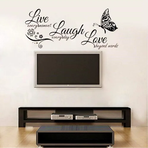 Vista 2 de Live Love Laugh - Juego de 3 calcomanías motivacionales para pared, calcomanías de pared inspiradoras para la familia (18 x 39 pulgadas, negro)