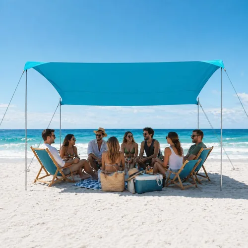 Vista 8 de EasierHike Tienda de campaña para playa, 7 × 7.15 pies, toldo de playa portátil fácil de desplegar, refugio de protección solar UPF50+, resistente