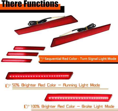Vista 3 de 3 EN 1 LED Lente Roja Para 2013 2014 2015 2016 2017 Cadillac XTS Reflector de Parachoques Luces Traseras Señal de Giro Freno Luz de Stop
