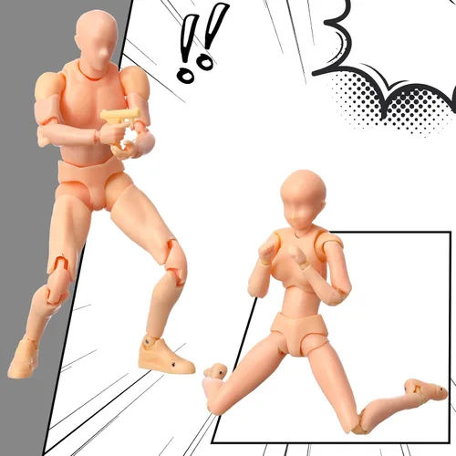 Vista 5 de Meooeck 4 Juegos de Figuras de Acción Modelo de Cuerpo de PVC para Artistas Maniquí de Dibujo Articulado para Pintura, Bocetos, Regalos de Beige