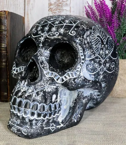 Vista 3 de Ebros Gift Gótico Erzulie Freda Veve Haitiano Antiguo Vudú Hechizos de Amor Romance Talismán Tatuaje Cráneo Estatua Gótica Cráneo Lwas Voudou Loa