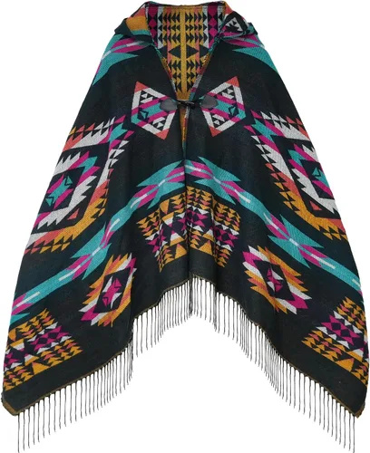 Vista 9 de Uyuni Poncho con volantes estilo chal bohemio para mujer, holgado, vintage