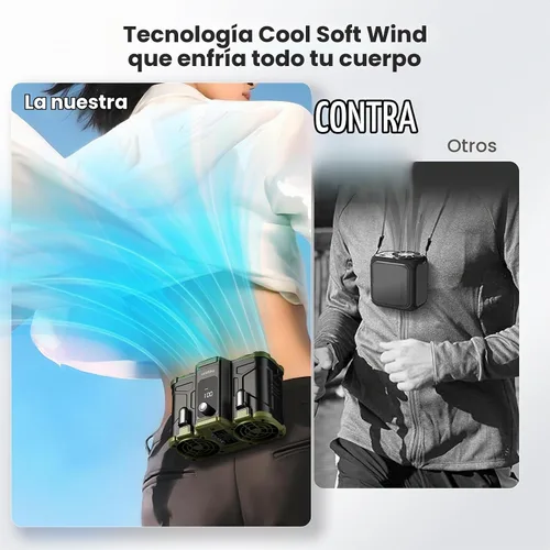 Vista 6 de coldSky Ventilador de cintura, ventilador de clip de velocidad de viento Verde