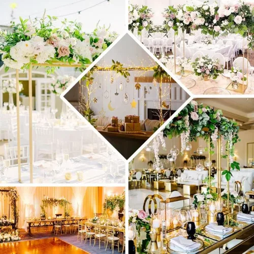 Vista 5 de 48" Adjustable Over The Table Stand, Square Metal Arch, Wedding Decor, Floral Arch, Balloon Arch - Gold