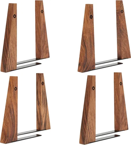 Vista 10 de Soportes de Nogal para Estantes Soportes de Madera para Estantes Soportes de Libros Robustos, con Base Metálica para Librerías Elegantes