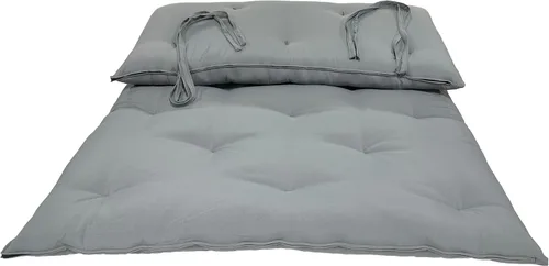 Vista 5 de D&D Futon Furniture Colchones japoneses tradicionales grises del balanceo del piso del tamaño completo, algodón/futón de Shiki de la espuma 80 x 54